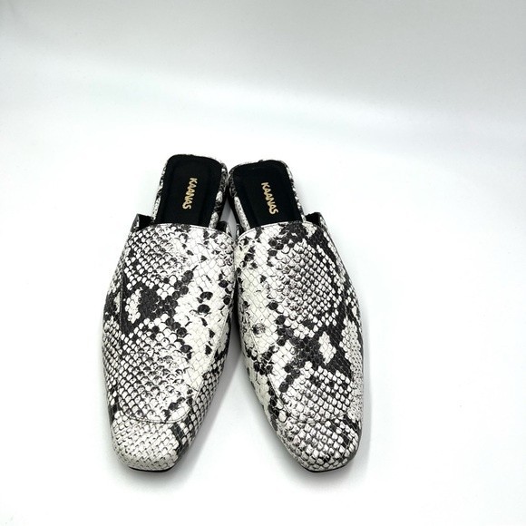 Kaanas Women's Berlin Black Gray Snakeskin Slides Mules Flats Shoes 8 NEW - Picture 3 of 13